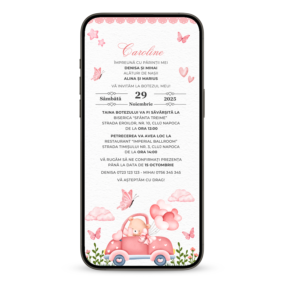 Invitatie Botez LOVE, Format Digital-BalloonEvents.ro