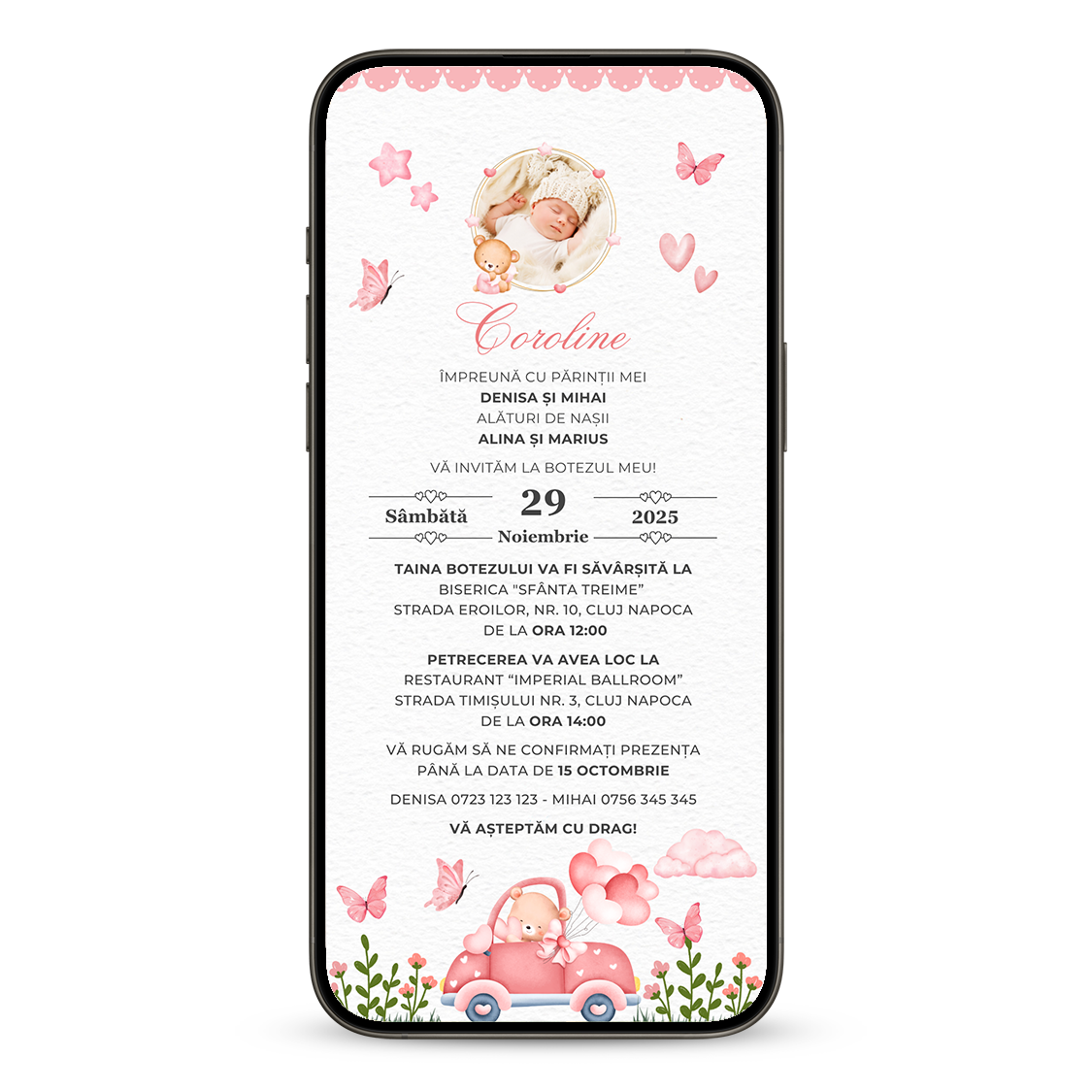 Invitatie Botez LOVE, Format Digital-BalloonEvents.ro