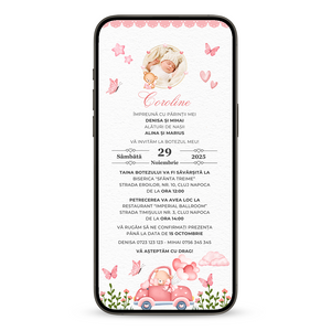 Invitatie Botez LOVE, Format Digital-BalloonEvents.ro