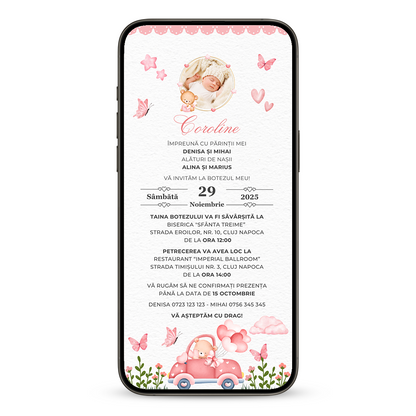 Invitatie Botez LOVE, Format Digital-BalloonEvents.ro