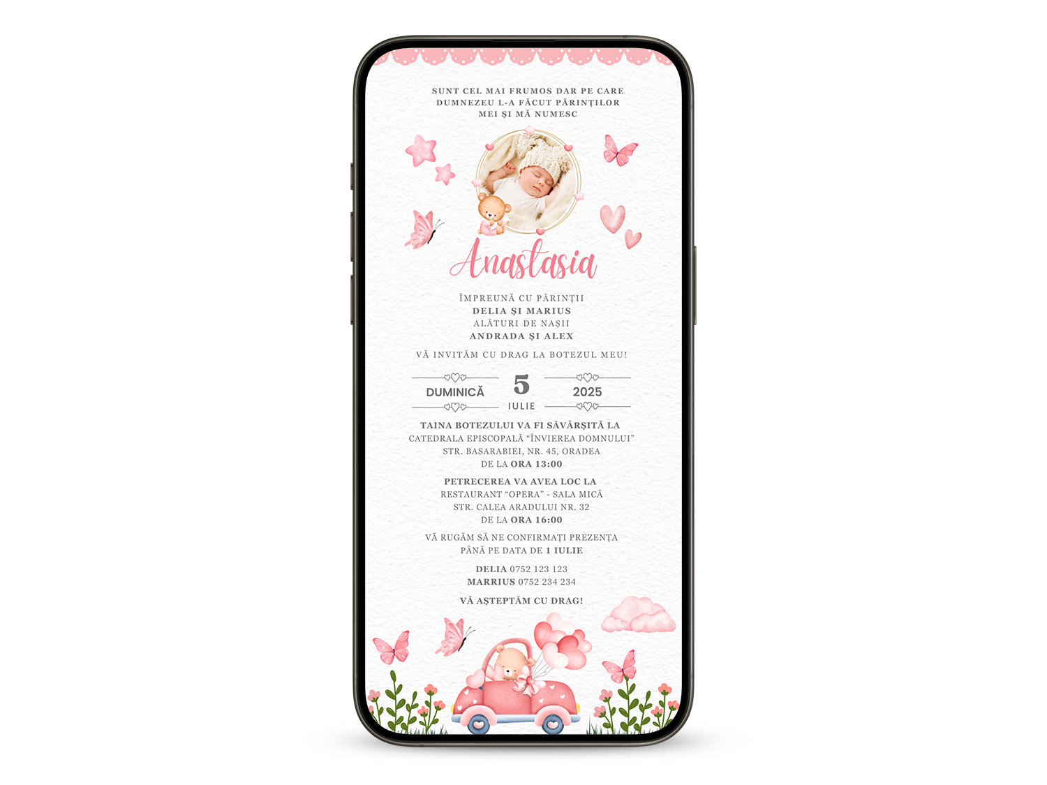 Invitatie Botez LOVE, Format Digital