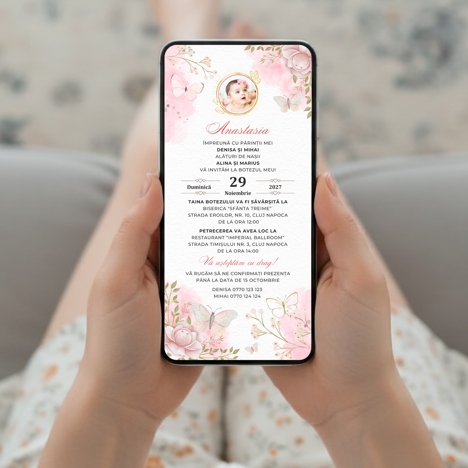 Invitatie Botez Lilibet, Format Digital-BalloonEvents.ro