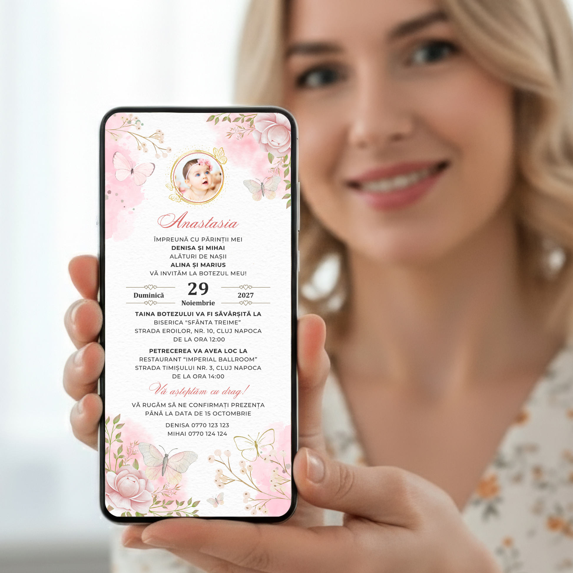 Invitatie Botez Lilibet, Format Digital-BalloonEvents.ro