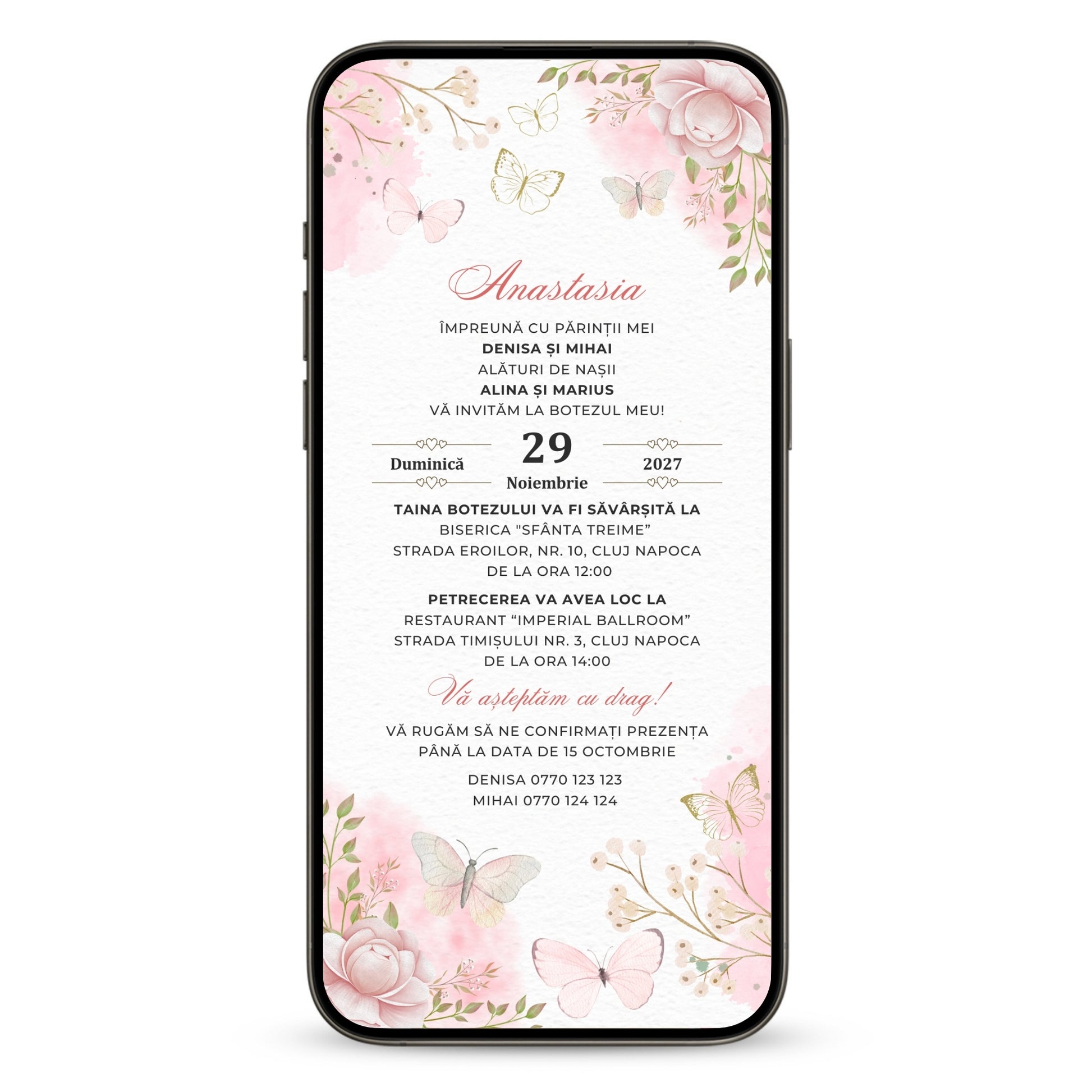 Invitatie Botez Lilibet, Format Digital-BalloonEvents.ro