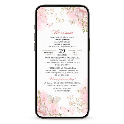 Invitatie Botez Lilibet, Format Digital-BalloonEvents.ro