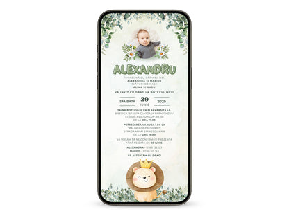 Invitatie Botez Lion, Format Digital