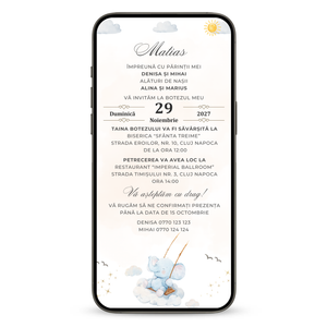 Invitatie Botez Little Elephant, Format Digital-BalloonEvents.ro