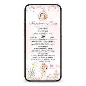Invitatie Botez Little Fairy, Format Digital-BalloonEvents.ro