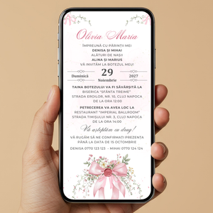 Invitatie Botez Little Pink, Format Digital