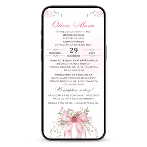 Invitatie Botez Little Pink, Format Digital-BalloonEvents.ro