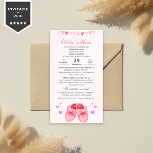 Invitatie Botez Little Pink Lady, Format Digital-BalloonEvents.ro