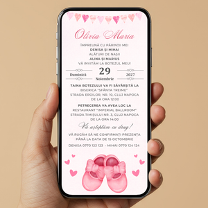 Invitatie Botez Little Pink Lady, Format Digital