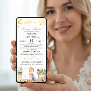 Invitatie Botez Little Prince Castle, Format Digital