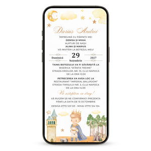 Invitatie Botez Little Prince Castle, Format Digital-BalloonEvents.ro