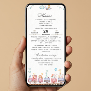 Invitatie Botez Little Train, Format Digital-BalloonEvents.ro