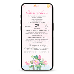 Invitatie Botez Lotus Harmony, Format Digital-BalloonEvents.ro