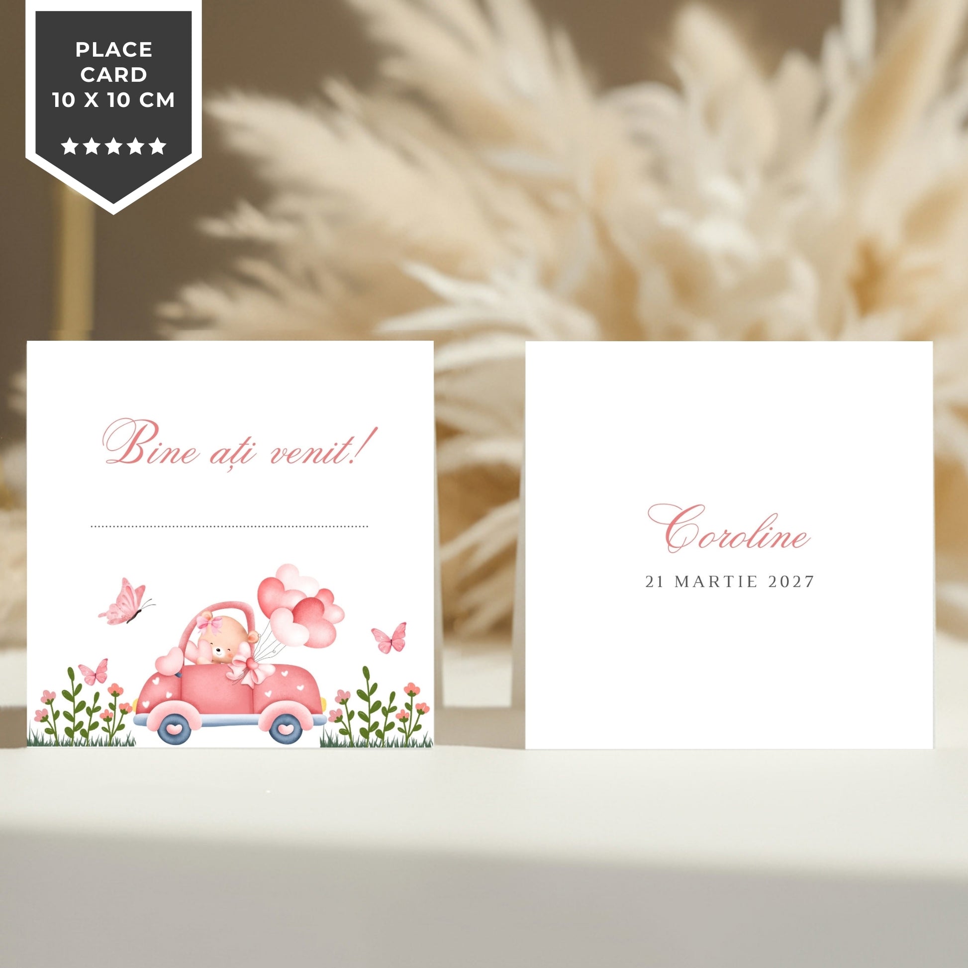 Invitatie Botez Love Car Bear, Format Digital-BalloonEvents.ro