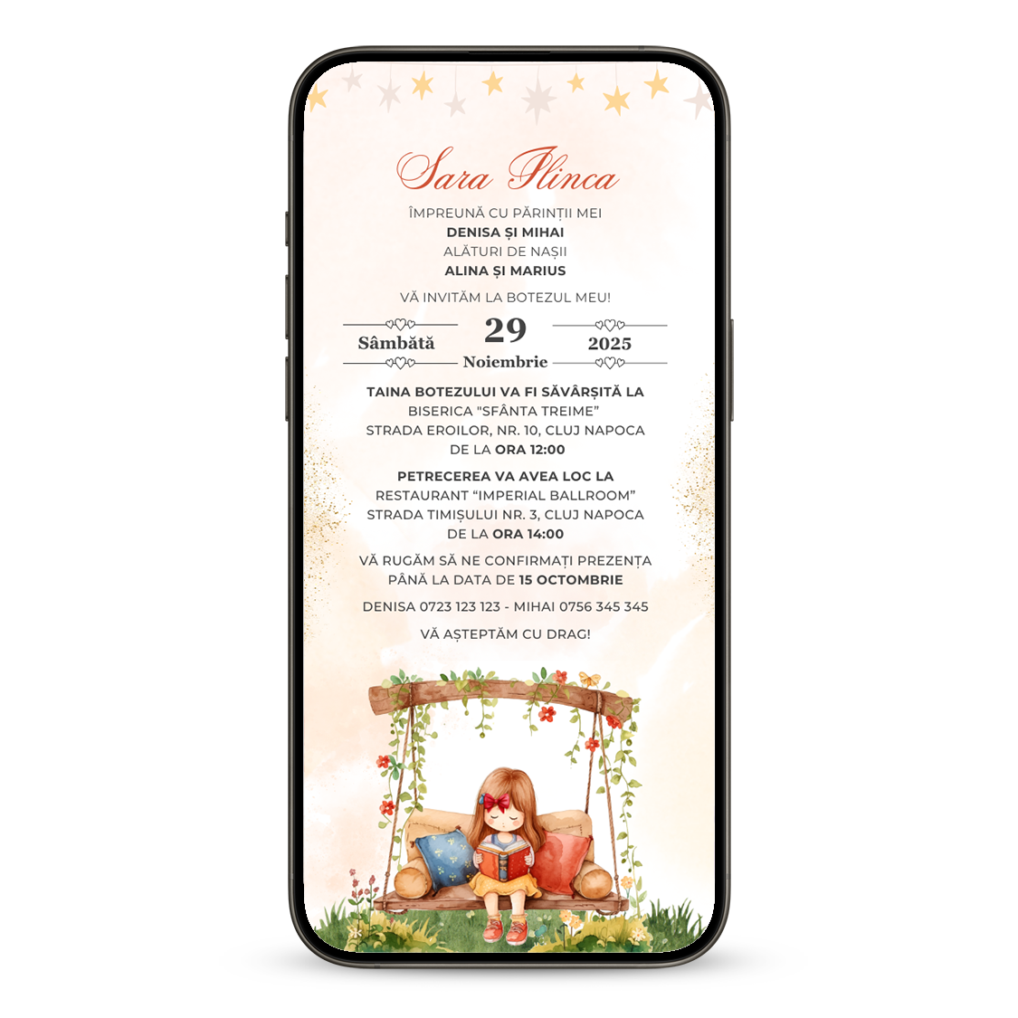 Invitatie Botez Lovely, Format Digital-BalloonEvents.ro