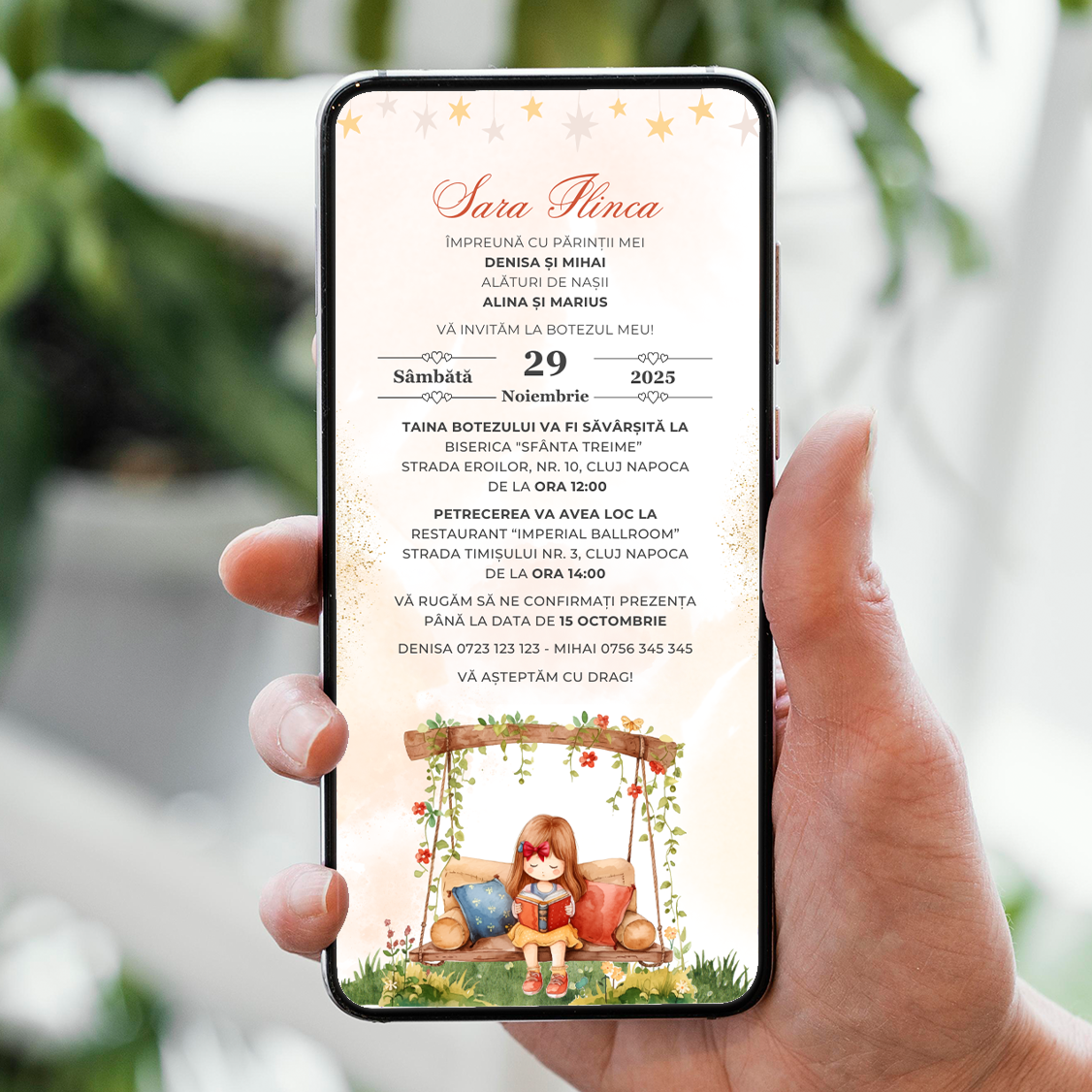 Invitatie Botez Lovely, Format Digital-BalloonEvents.ro