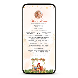 Invitatie Botez Lovely, Format Digital-BalloonEvents.ro