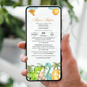 Invitatie Botez Lumea Dino, Format Digital