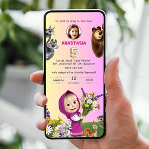 Invitatie Botez Masha Si Ursul, Format Digital