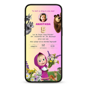Invitatie Botez Masha Si Ursul, Format Digital