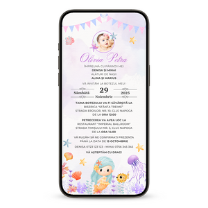 Invitatie Botez Micuta Sirena, Format Digital-BalloonEvents.ro