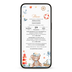 Invitatie Botez Micutul Calator, Format Digital