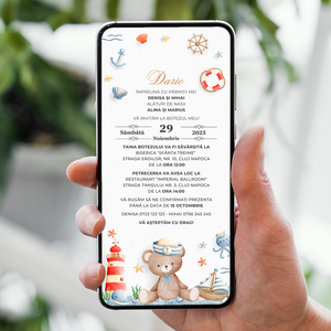 Invitatie Botez Micutul Marinar, Format Digital-BalloonEvents.ro