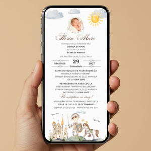 Invitatie Botez Micutul Cavaler, Format Digital-BalloonEvents.ro