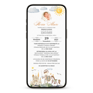 Invitatie Botez Micutul Cavaler, Format Digital-BalloonEvents.ro