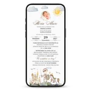 Invitatie Botez Micutul Cavaler, Format Digital-BalloonEvents.ro