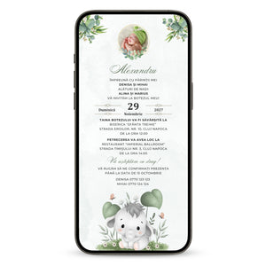 Invitatie Botez Micutul Elefantel, Format Digital