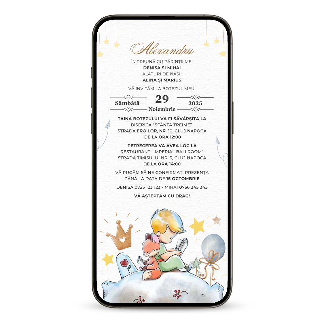 Invitatie Botez Micutul Print, Format Digital-BalloonEvents.ro