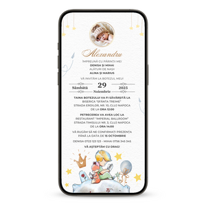 Invitatie Botez Micutul Print, Format Digital-BalloonEvents.ro