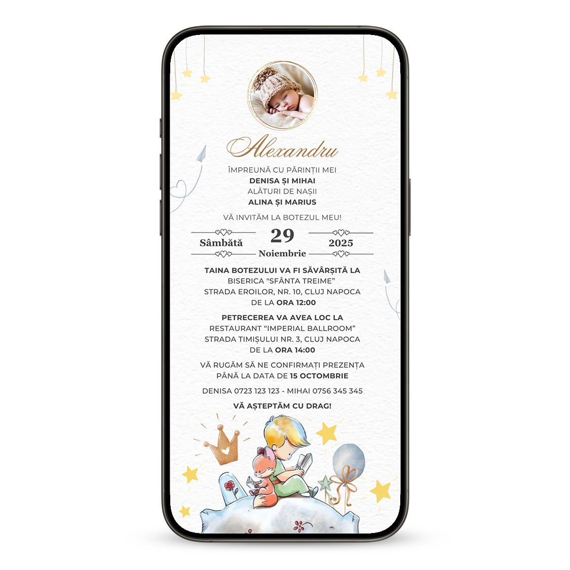 Invitatie Botez Micutul Print, Format Digital-BalloonEvents.ro