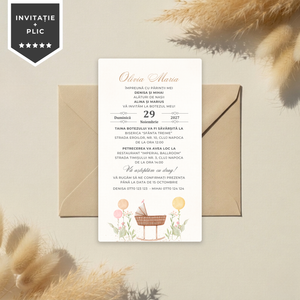 Invitatie Botez Minimalist Baby, Format Digital-BalloonEvents.ro