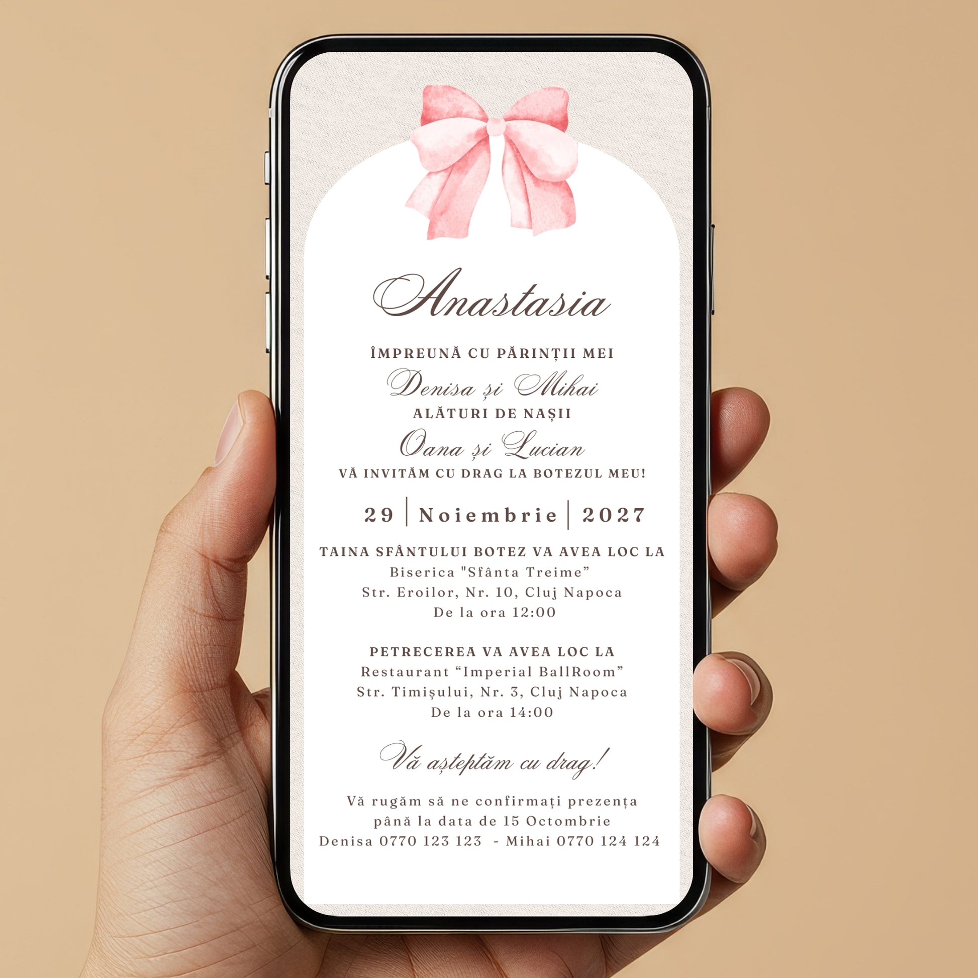 Invitatie Botez Minimalist, Format Digital-BalloonEvents.ro