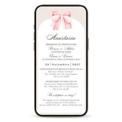 Invitatie Botez Minimalist, Format Digital-BalloonEvents.ro