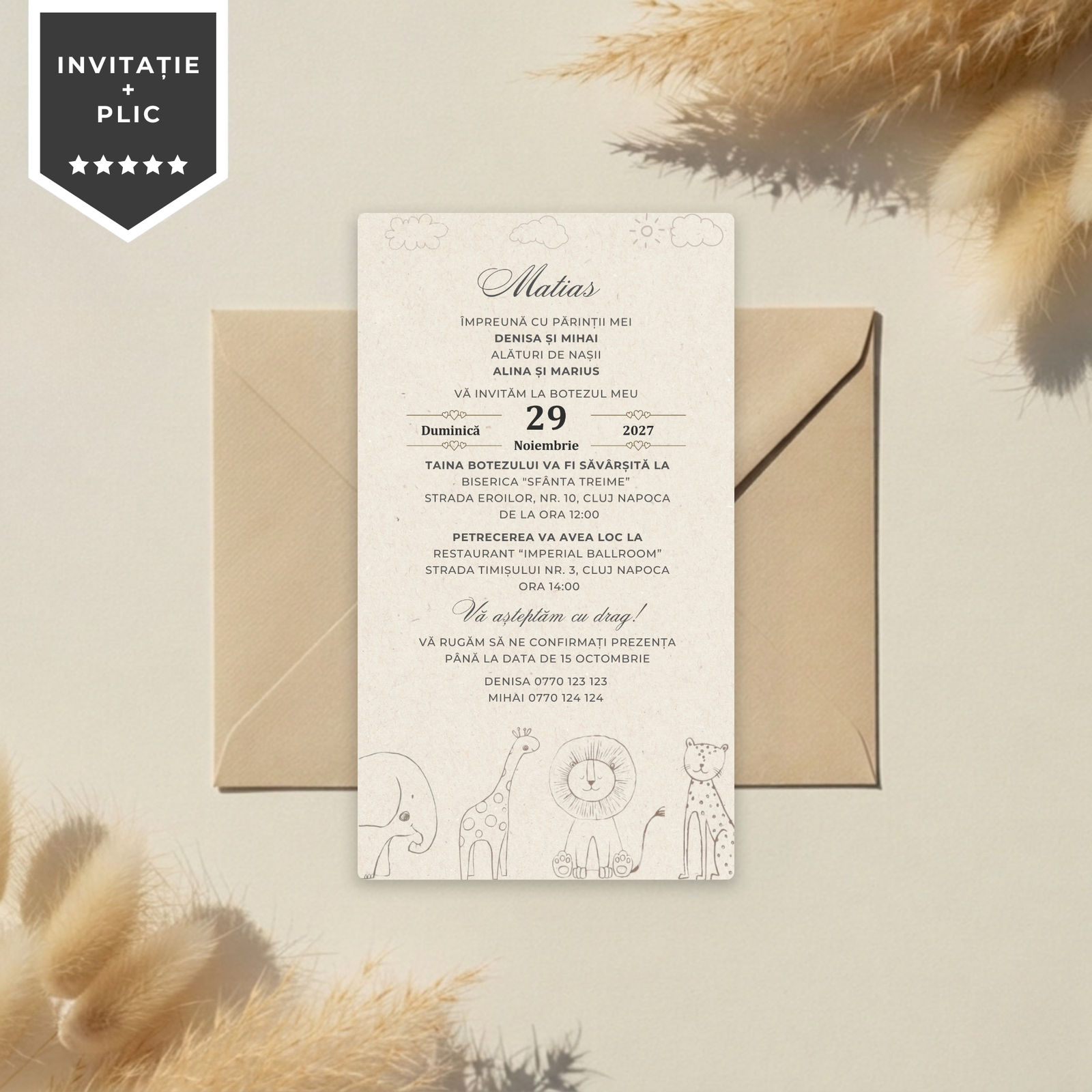Invitatie Botez Minimalist Friends, Format Digital-BalloonEvents.ro