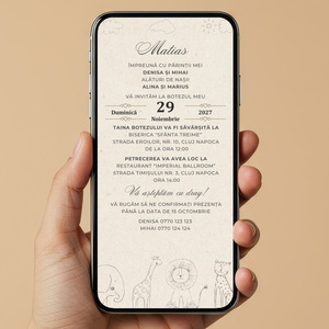 Invitatie Botez Minimalist Friends, Format Digital-BalloonEvents.ro
