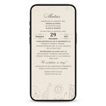 Invitatie Botez Minimalist Friends, Format Digital-BalloonEvents.ro