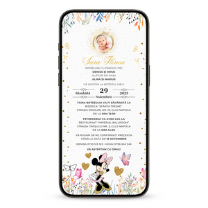 Invitatie Botez Minnie, Format Digital-BalloonEvents.ro