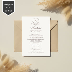 Invitatie Botez Monogram, Format Digital