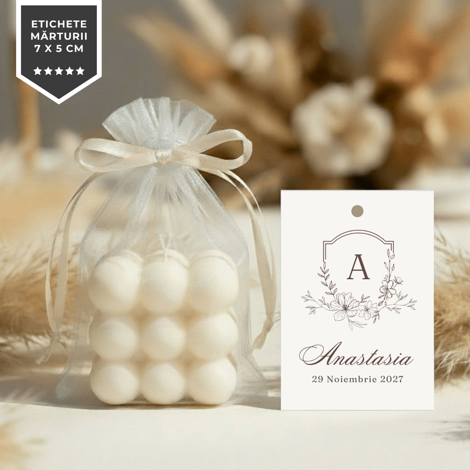 Invitatie Botez Monogram, Format Digital-BalloonEvents.ro