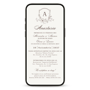 Invitatie Botez Monogram, Format Digital-BalloonEvents.ro