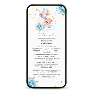 Invitatie Botez My Baby Boy, Format Digital