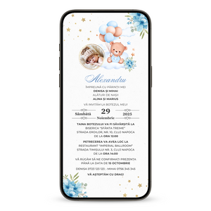 Invitatie Botez My Baby Boy, Format Digital-BalloonEvents.ro