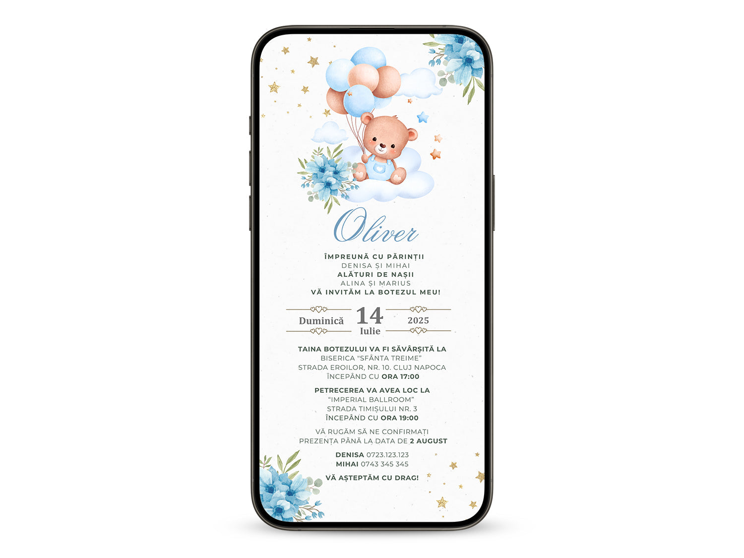 Invitatie Botez My Baby Boy, Format Digital